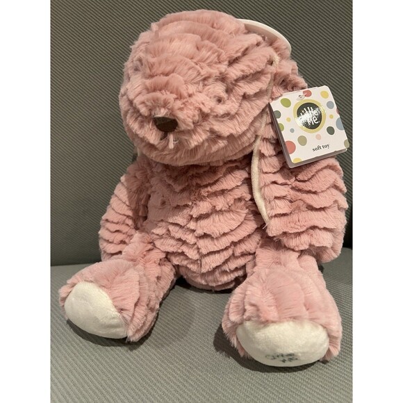 Little Me Dusty Mauve Pink Bunny Plush Floppy Ears Whimsical Toy Ribbed Texture - Picture 1 of 8